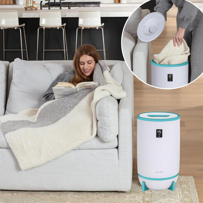 Serenelife Single Touch Towel Warmer w/Fragrant Disc Holder & LED Ring, Blue