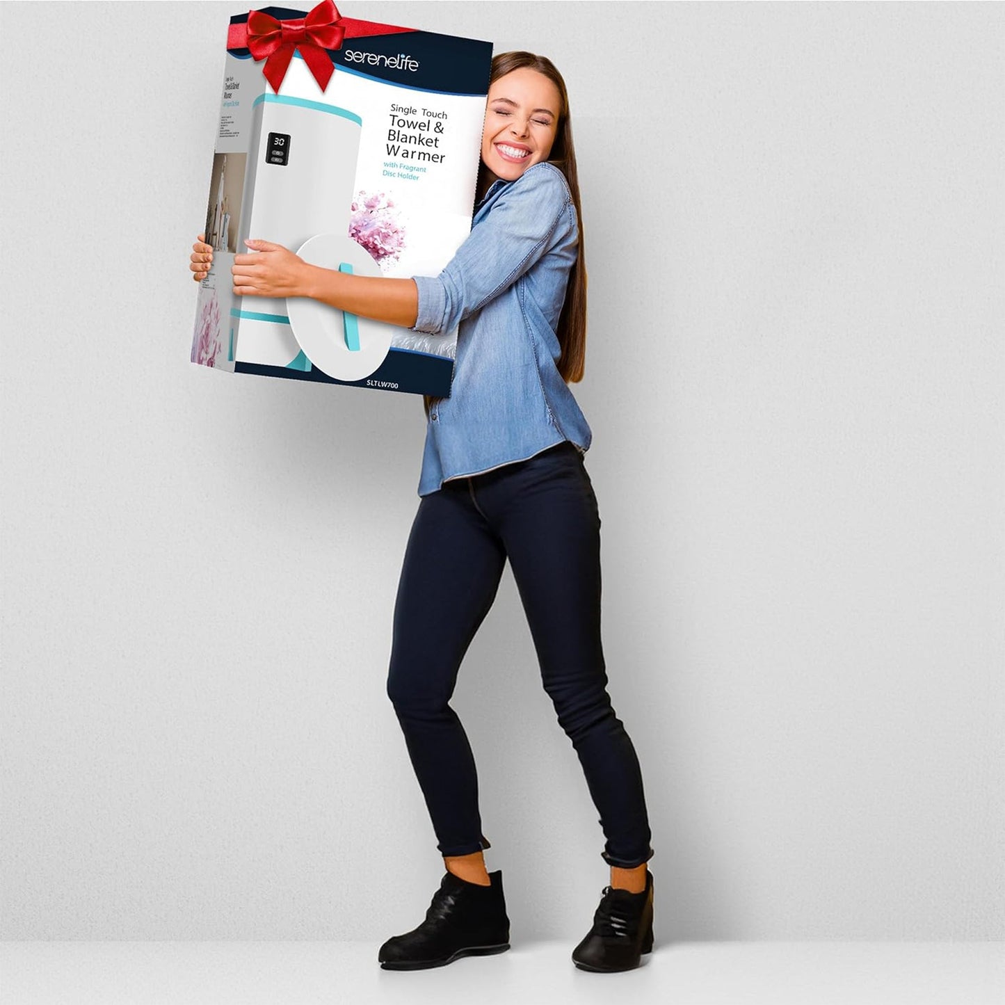 Serenelife Single Touch Towel Warmer w/Fragrant Disc Holder & LED Ring, Blue