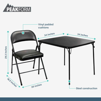 Peakform 5 Piece Folding Vinyl Tables and Chairs for Home Use and Indoor Spaces