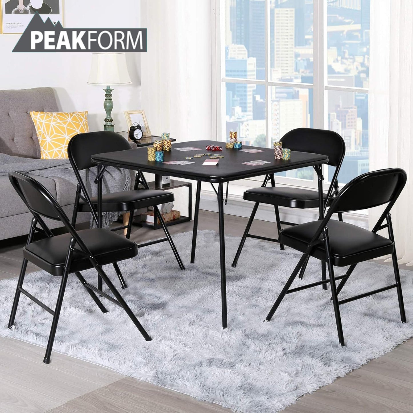 Peakform 5 Piece Folding Vinyl Tables and Chairs for Home Use and Indoor Spaces