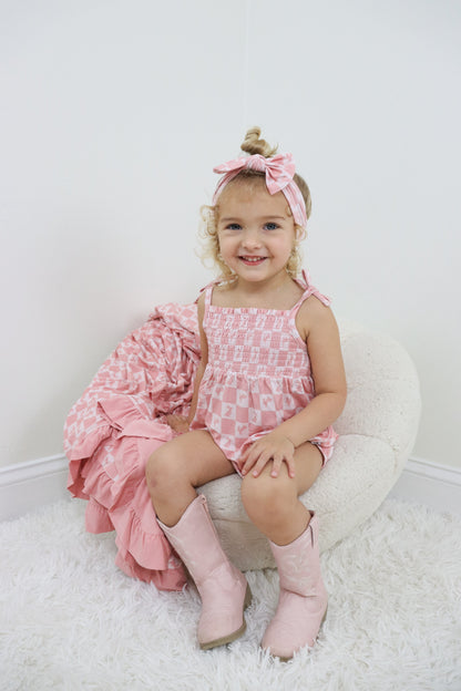 HOPPITY BLUSH CHECKERS DREAM BUBBLE ROMPER