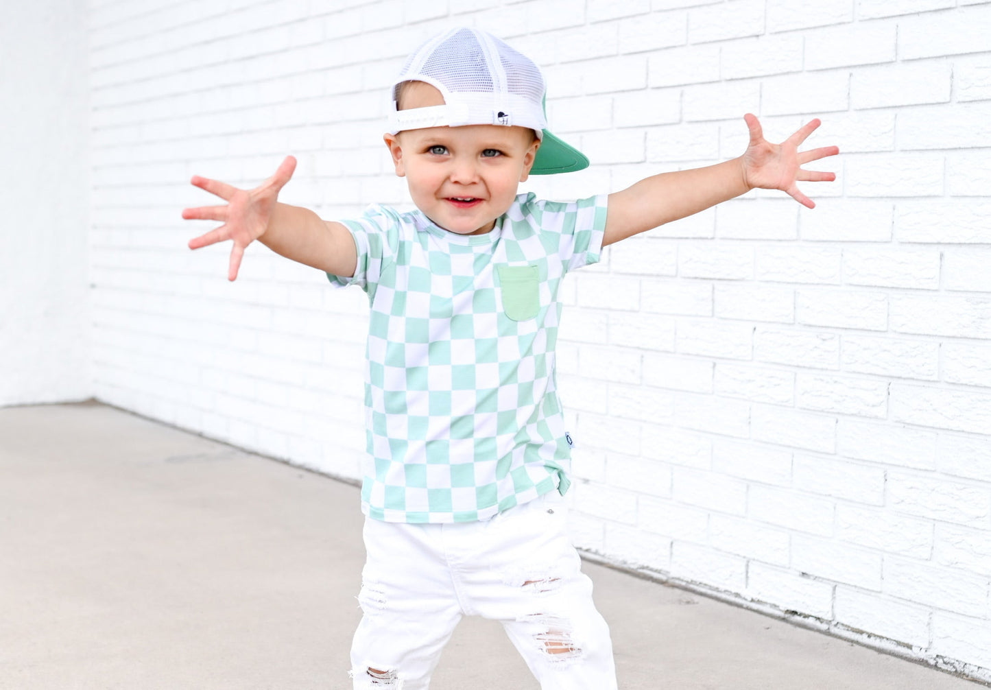 MINT CHECKERS DREAM POCKET TEE