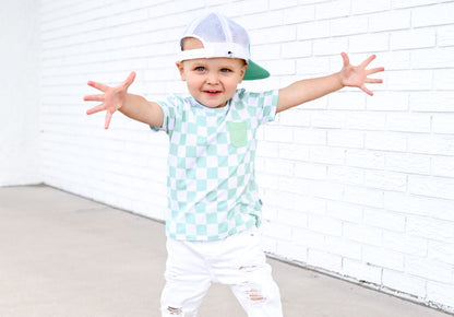 MINT CHECKERS DREAM POCKET TEE