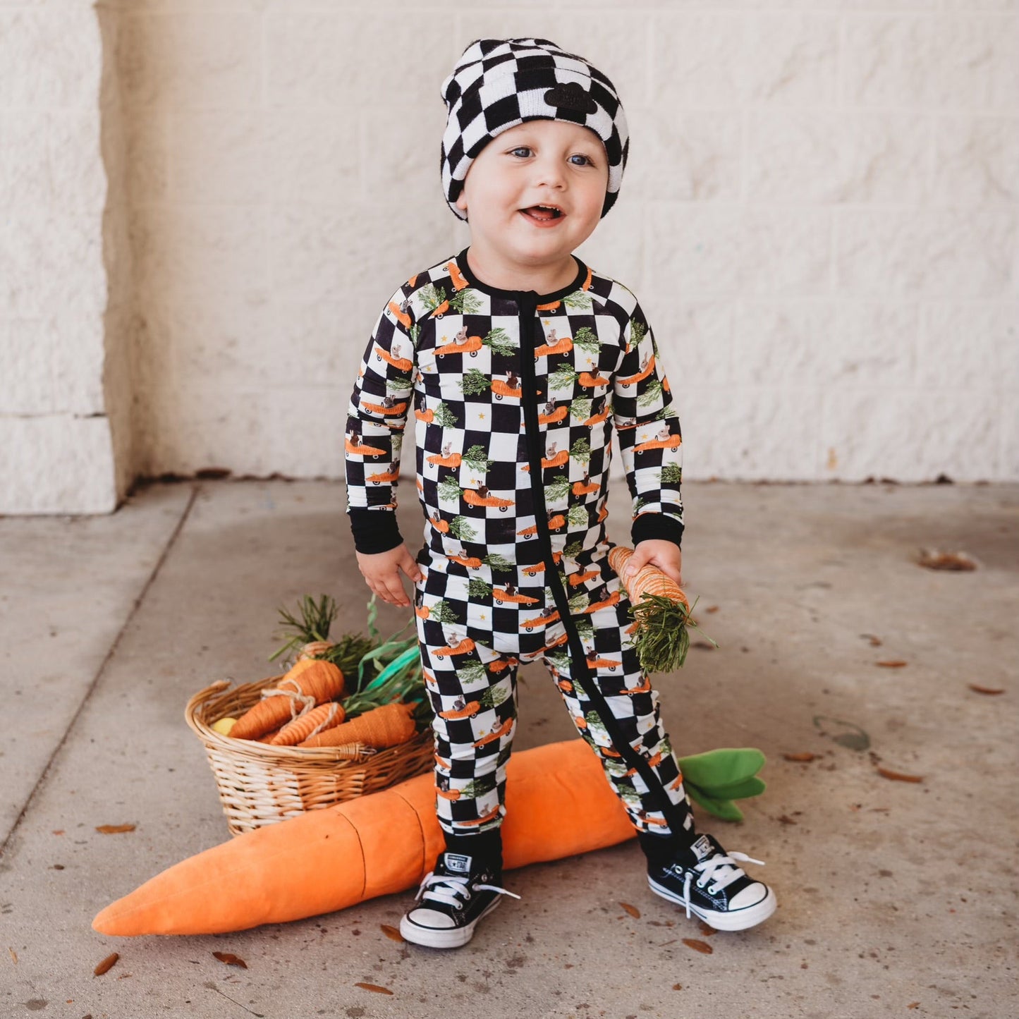 RACING CARROT CHECKERS DREAM ROMPER