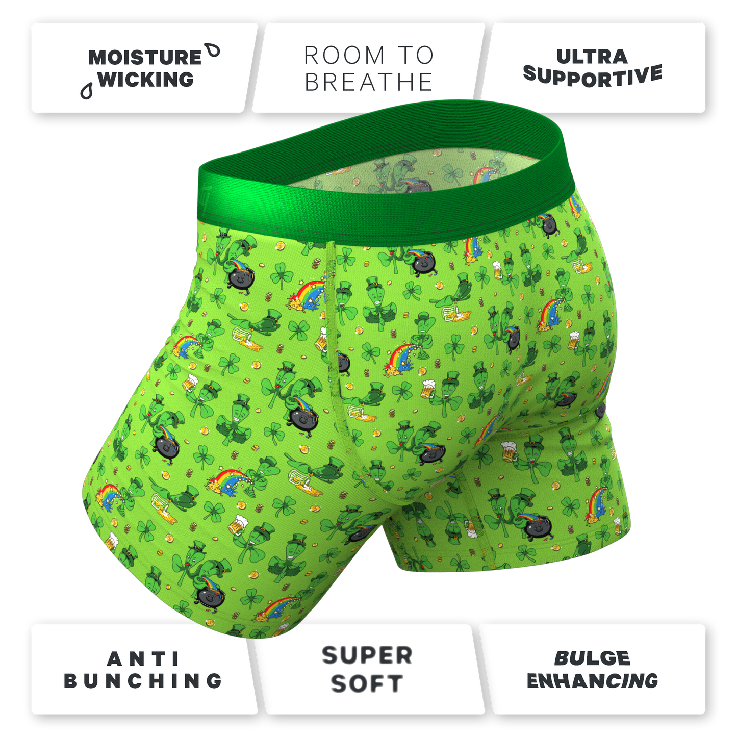 The 3 Leafs To The Wind | St Patricks Day Clovers Ball Hammock® Pouch Underwear