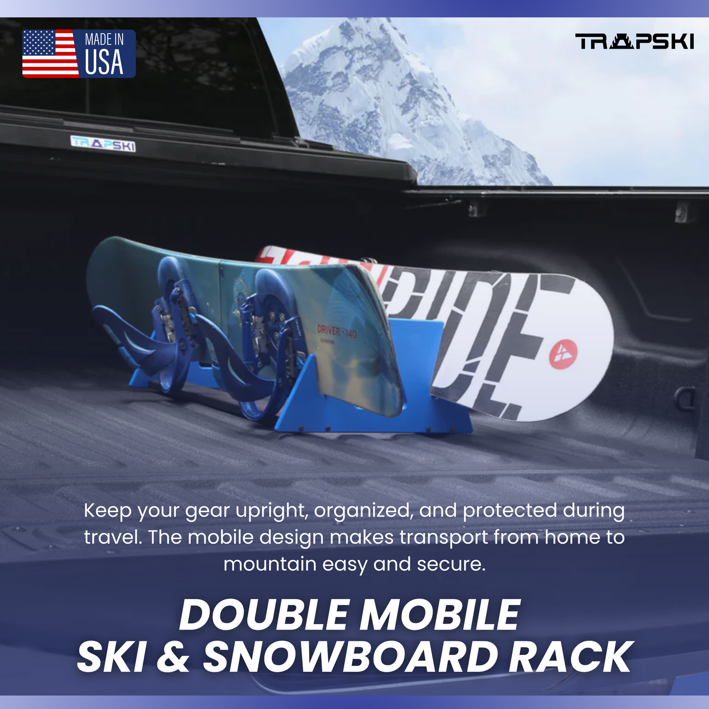 TRAPSKI DOUBLE Mobile All Mountain Ski and Standard Stance Snowboard Rack