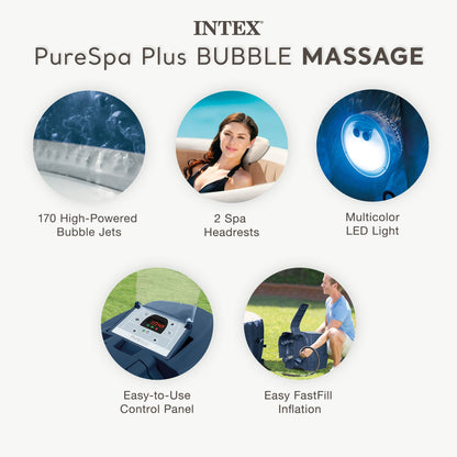 INTEX PureSpa Plus Inflatable Bubble Jet Hot Tub & Replacement Filters (8 Pack)