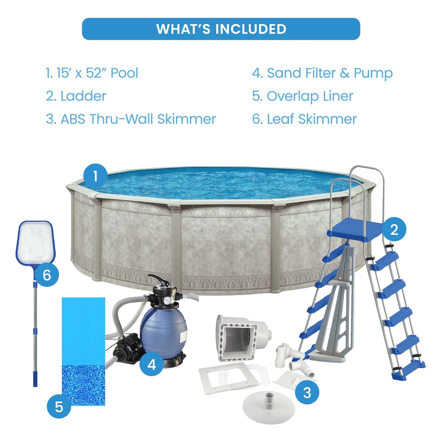 Aquarian Khaki Venetian 15ft x 52in Complete Above Ground Swimming Pool Package