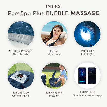 Intex PureSpa Plus Portable Inflatable Hot Tub Bubble Jet Spa w/ Accessory Kit