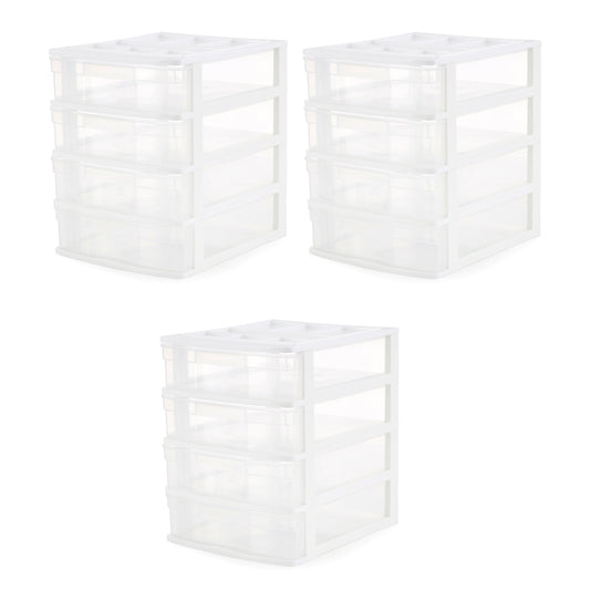 Gracious Living 4 Drawer Desktop Countertop Storage with Organizer Lid (3 Pack)