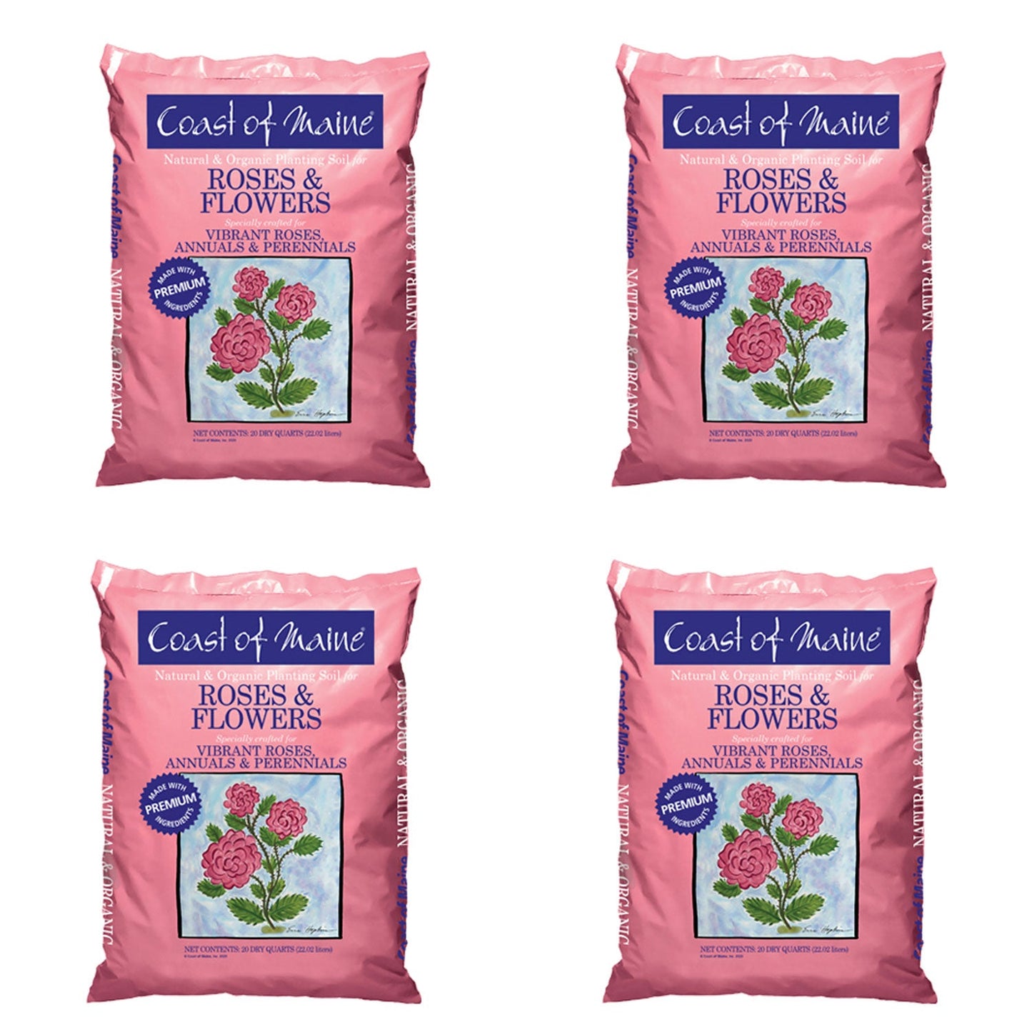 Coast of Maine Organic Natural Rose and Flower Potting Soil, 20 Qt Bag (4 Pack)