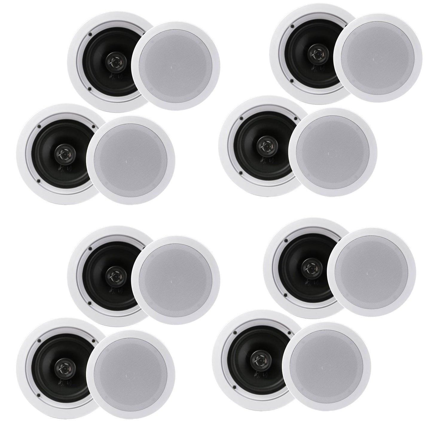 Pyle PDIC1661RD 6.5 Inch 200 Watt In Ceiling Wall 2 Way Speaker System (4 Pairs)