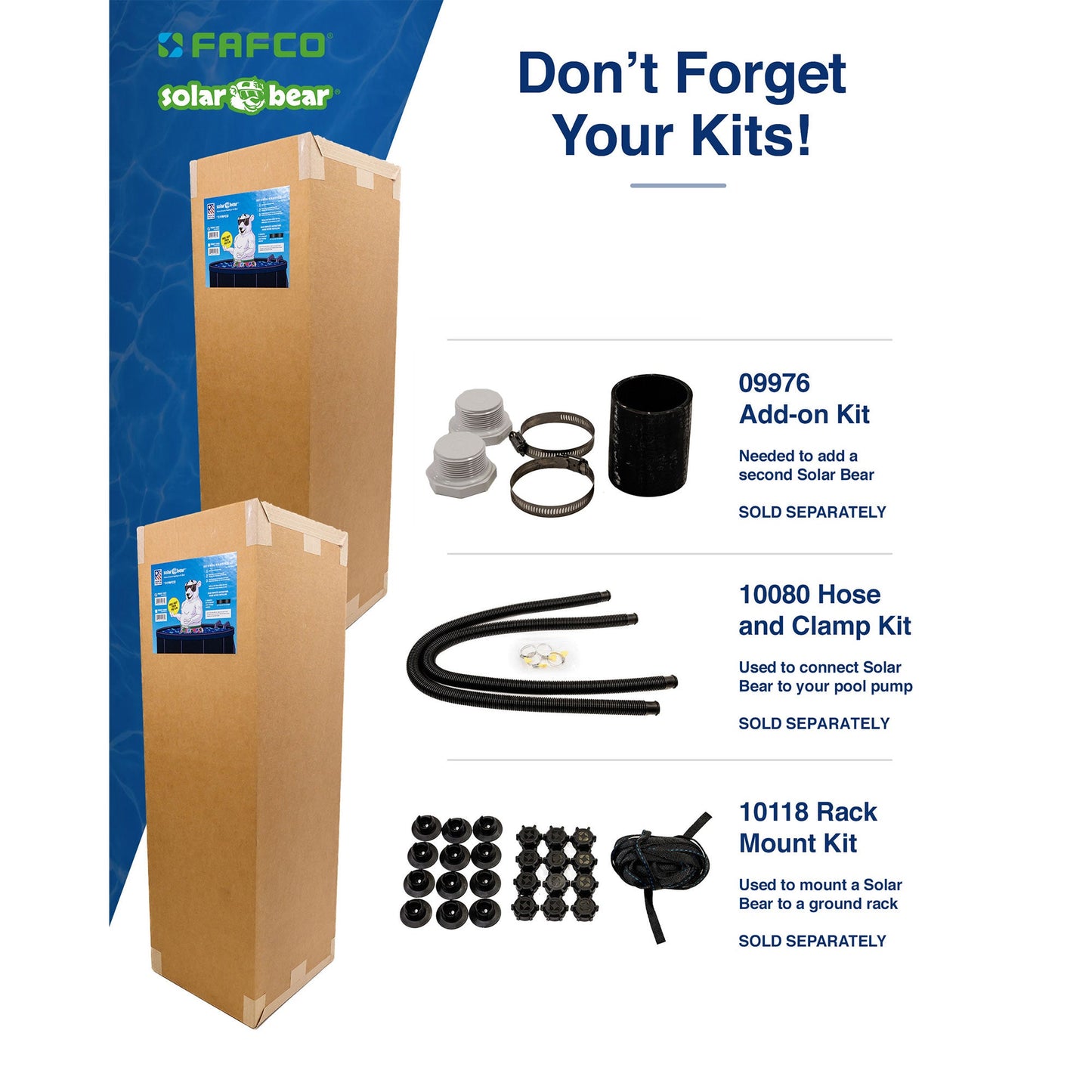 FAFCO Solar Bear Pool Heating System with Installation Kit for Above Ground Pool