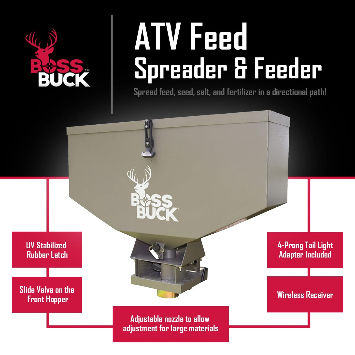 Boss Buck BB-1.80 80lb Capacity Non-Typical ATV Feed Spreader & Seeder (2 Pack)