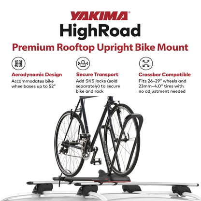 Yakima HighRoad Rooftop Upright Bike Mount with TorqueRight Knob and Tray, Black