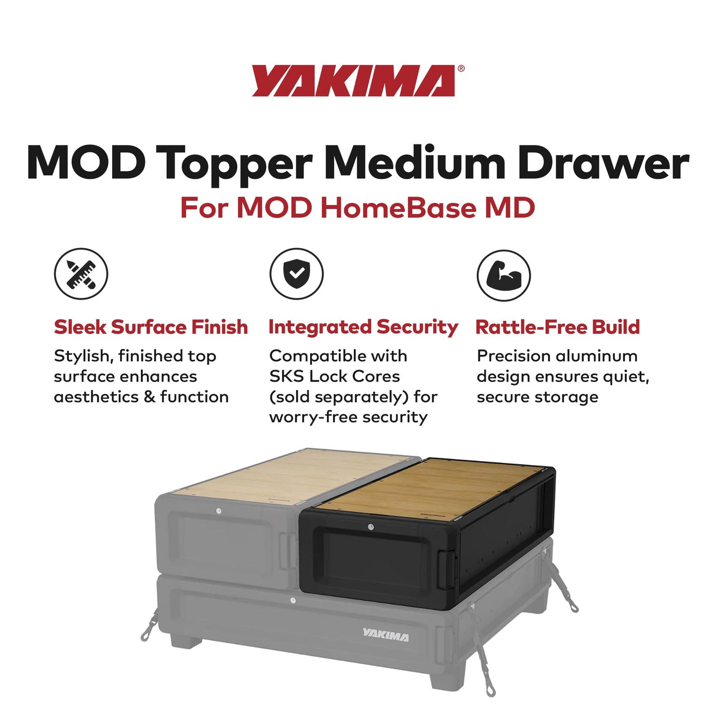 Yakima MOD Topper Medium Drawer Add On with Finished Top Surface and SKS Lock