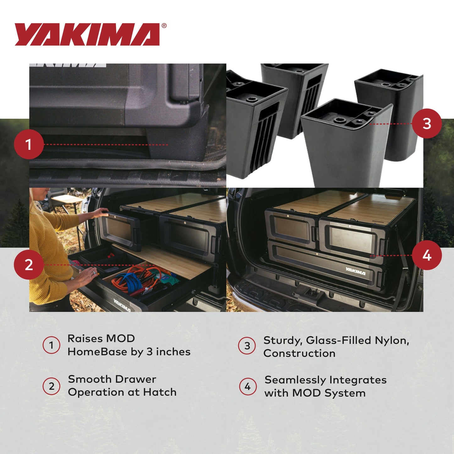 Yakima MOD Riser Kit Compatible with MOD HomeBase for Added Height Up to 3 Inch