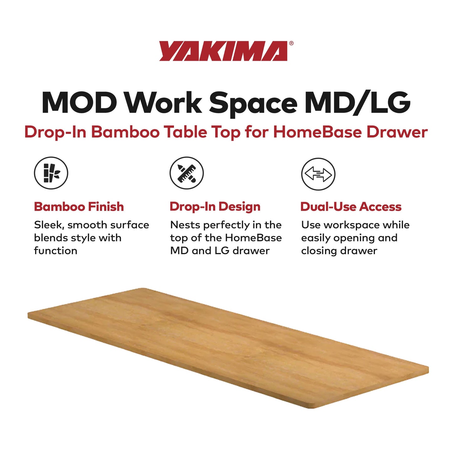 Yakima MOD Work Space Bamboo Finish Drop In Table Top fits MD and LG HomeBase