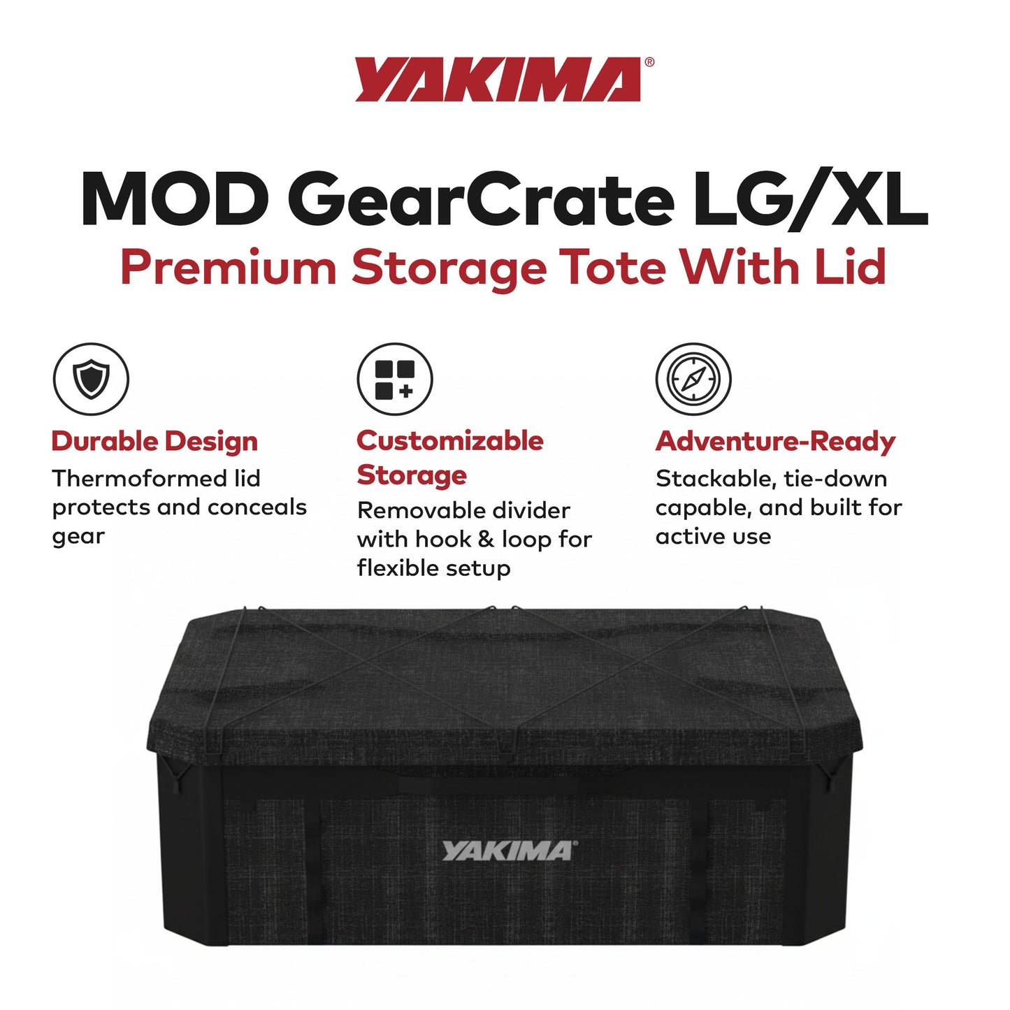 Yakima MOD GearCrate Large/Extra Large Stackable Premium Tote with Lid, Black