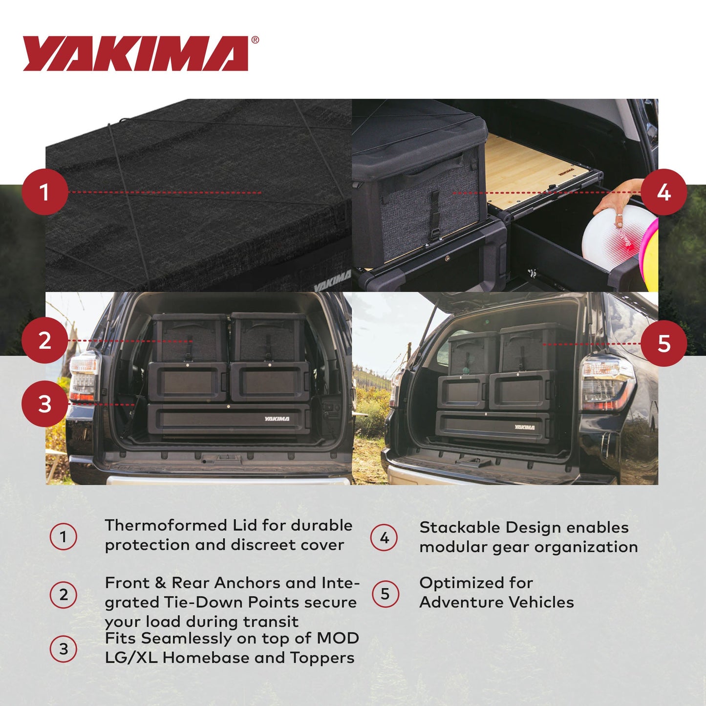 Yakima MOD GearCrate Large/Extra Large Stackable Premium Tote with Lid, Black