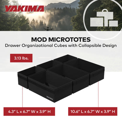 Yakima MOD MicroTotes Drawer Organizational Cubes with Collapsible Design, Black