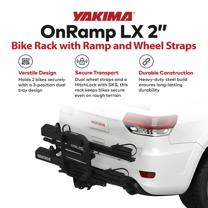 Yakima OnRamp LX Bike Rack with Ramp and Wheel Straps for 2" Hitch Receivers