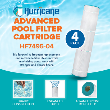 Hurricane 4 Pack HF7495-04 Advanced Pool and Spa Filter Cartridge Replacement