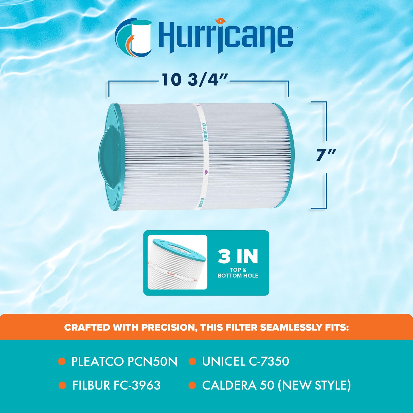 Hurricane HF7350-01 Advanced Pool and Spa Filter Cartridge Replacement, White
