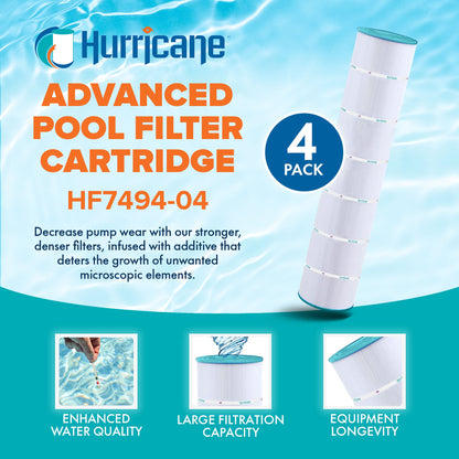 Hurricane 4 Pack HF7494-04 Advanced Pool and Spa Filter Cartridge Replacement
