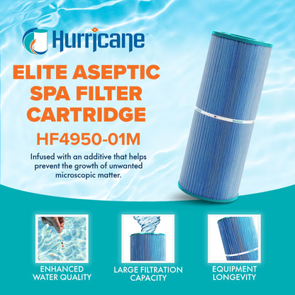 Hurricane HF4950-01M Elite Aseptic Pool Spa Filter Cartridge Replacement, Blue