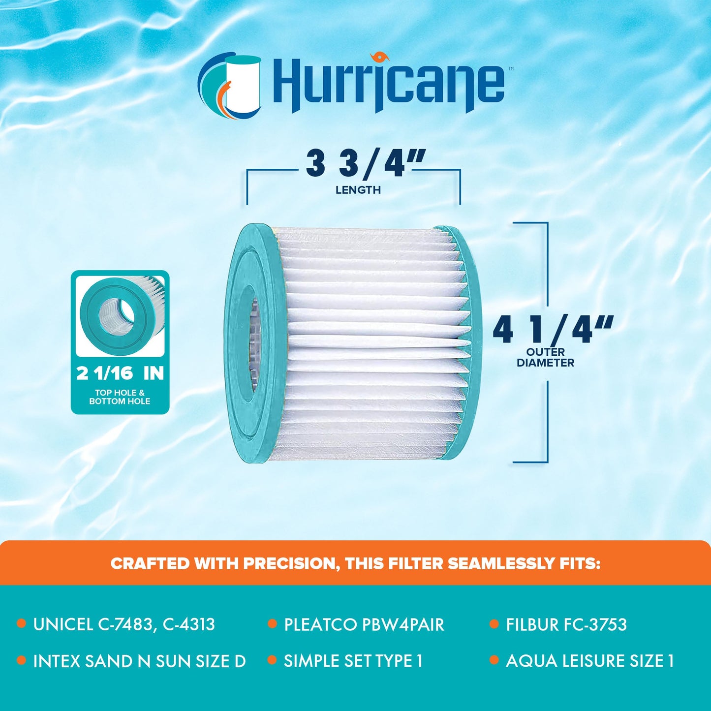 Hurricane 2 Pack HF4313-02 Advanced Pool and Spa Filter Cartridge Replacement