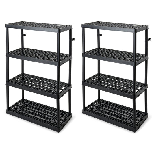 Gracious Living 4 Shelf Fixed Height Ventilated Storage Unit, Black, 2 Pack