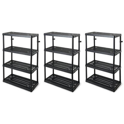 Gracious Living 4 Shelf Fixed Height Ventilated Storage Unit, Black, 3 Pack