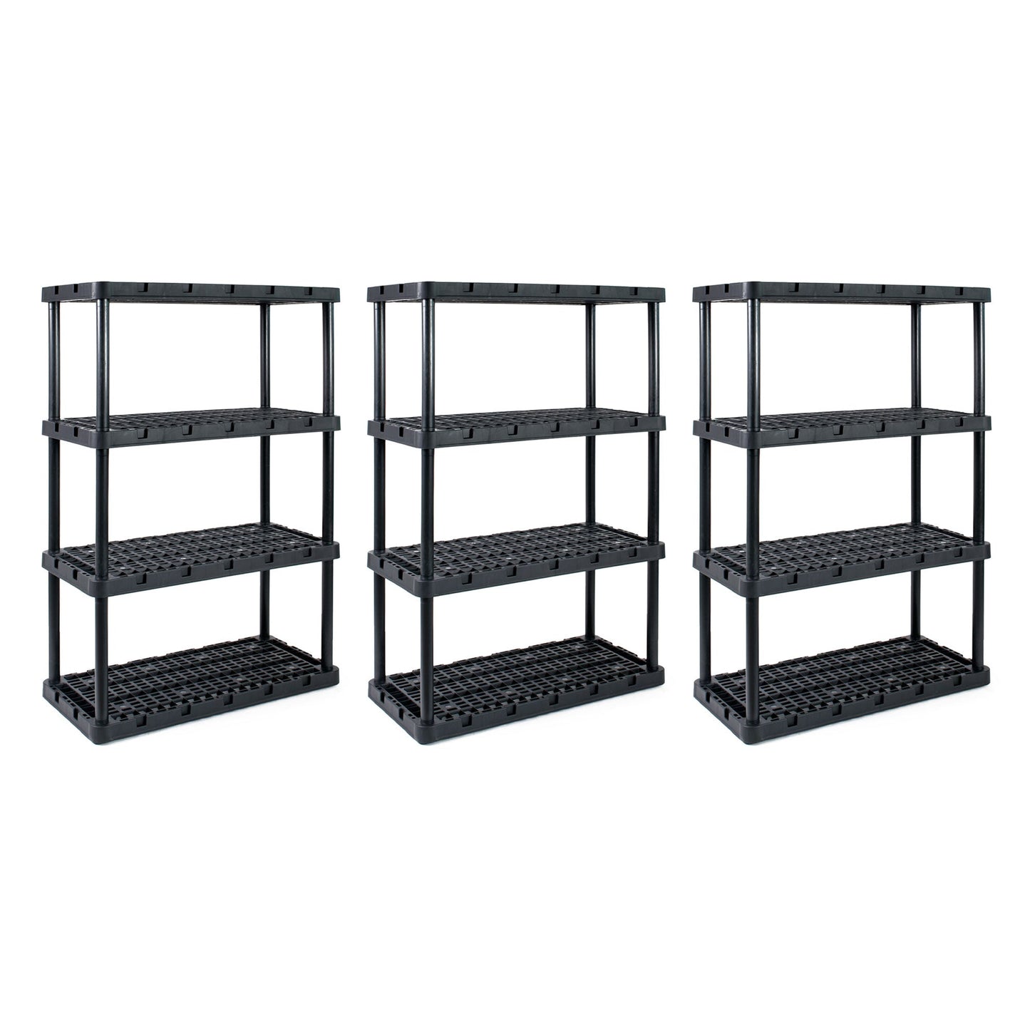 Gracious Living 4 Shelf Knect A Shelf Ventilated Storage Unit, Black, 3 Pack