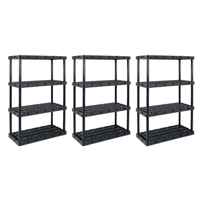 Gracious Living 4 Shelf Knect A Shelf Ventilated Storage Unit, Black, 3 Pack