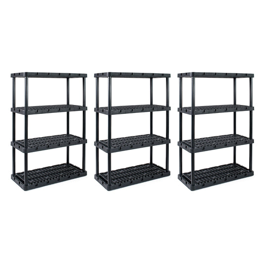 Gracious Living 4 Shelf Knect A Shelf Ventilated Storage Unit, Black, 3 Pack