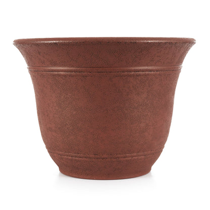 HC Companies Sierra 13 In Round Garden Planter Pot, Rustic Redstone (4 Pack)