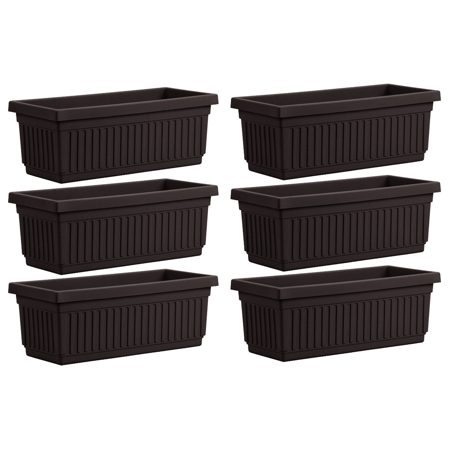 HC Companies 24 Inch Fluted Venetian Garden Flower Window Box, Black (6 Pack)