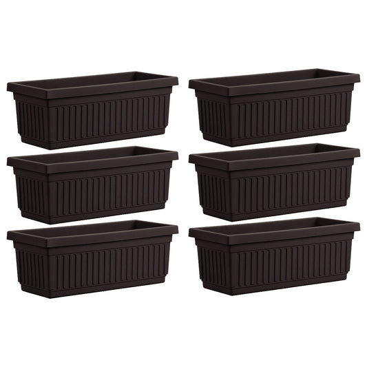 HC Companies 24 Inch Fluted Venetian Garden Flower Window Box, Black (6 Pack)
