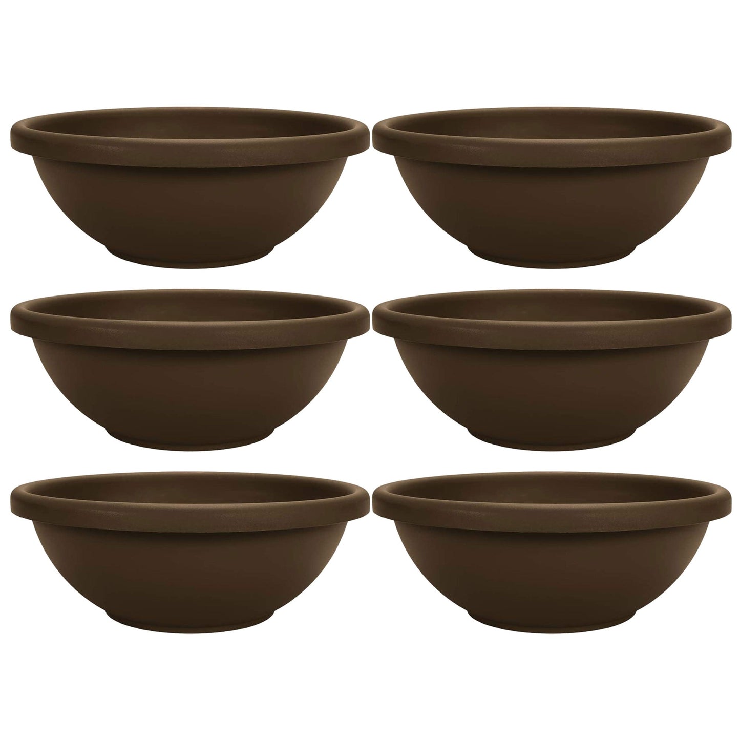 The HC Companies 18 Inch Bowl Planter with with Drainage, Chocolate (6 Pack)