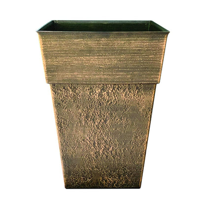 The HC Companies Avino 13 Inch Square Flower Planter Pot, Celtic Bronze (2 Pack)