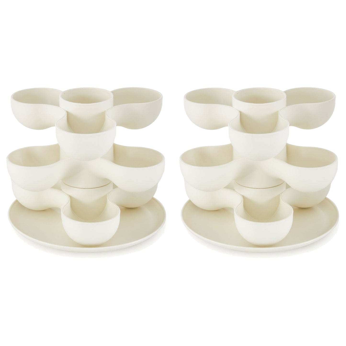 The HC Companies 8 Inch Pixie Indoor Stacking Plant Pot, Vanilla Bisque (2 Pack)