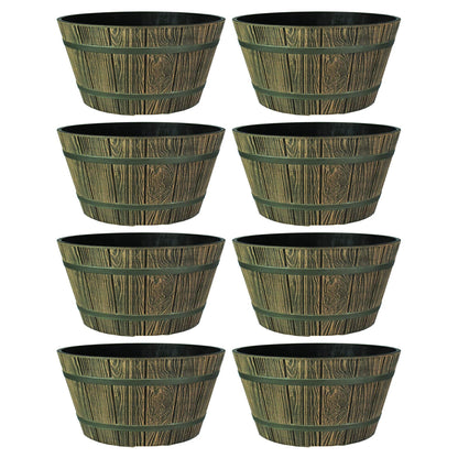 HC Companies 16" Indoor Outdoor Aged Wooden Oak Whiskey Barrel Planter (8 Pack)
