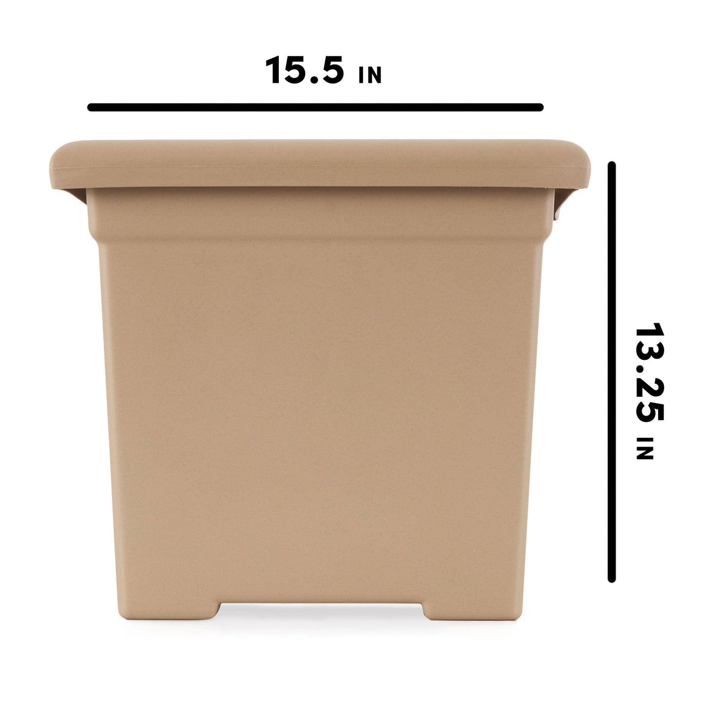 HC Companies 13.25" x 15.5" Outdoor Square Accent Planter, Sandstone (3 Pack)