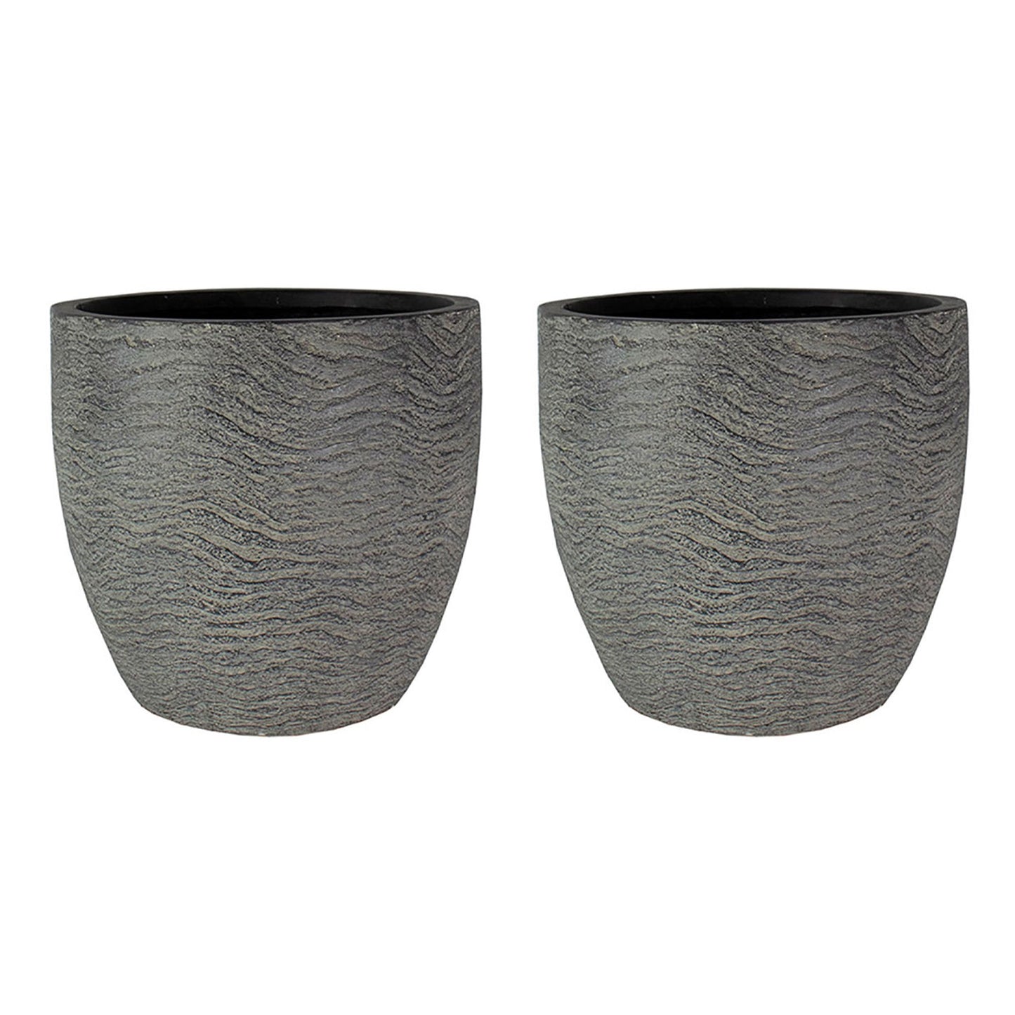 HC Companies Aspen 12 Inches Indoor Outdoor Round Planter, Charcoal (2 Pack)