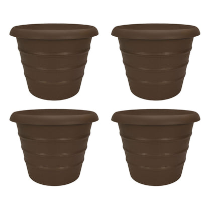 HC Companies Aspen 20" Indoor Outdoor Round Planter, Chocolate Brown (4 Pack)