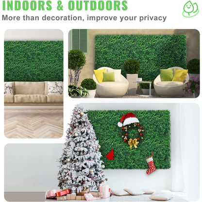 VEVOR 24 Piece 24"x16" Artificial Boxwood Panels for Indoor & Outdoor Use, Green