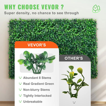 VEVOR 24 Piece 24"x16" Artificial Boxwood Panels for Indoor & Outdoor Use, Green