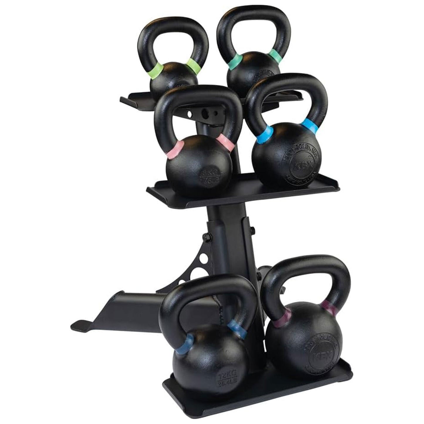 Body Solid Modern Compact 3 Tier Kettlebell Rack with Alloy Steel Frame, Black