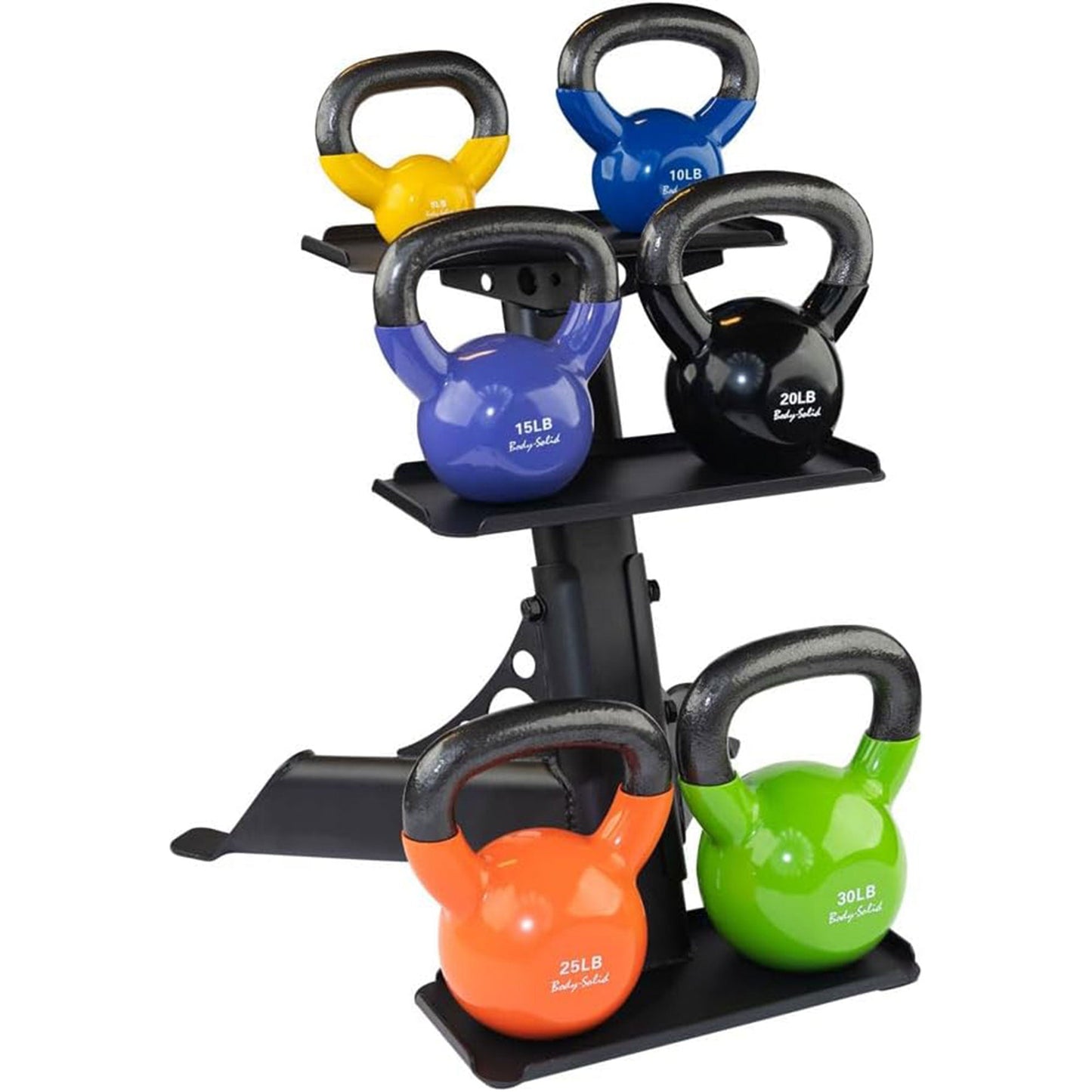 Body Solid Modern Compact 3 Tier Kettlebell Rack with Alloy Steel Frame, Black